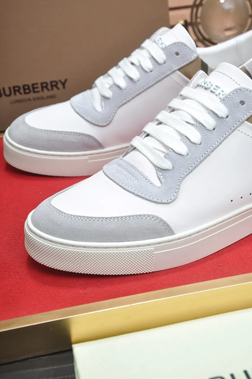 Men's shoes💰480💶[Burberry] (cowhide lining) classic low-top sneakers｜Imported cowhide with classic plaid fabric｜Cow leather lining｜Original outsole｜Fine workmanship and comfortable to wear Size: 38-44 (customized at 45)